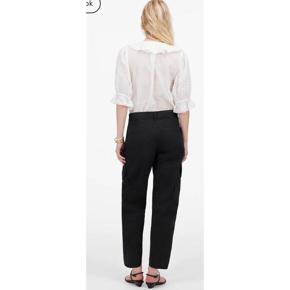 Madewell Jet Black The Barrel-Leg‎ Utility Pant in Garment-Dyed Twill Size 2 - Picture 4 of 12
